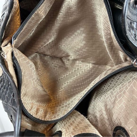 COLE HAAN Village Weave Leather Handbag Hobo or Circular in Black - Picture 13 of 16